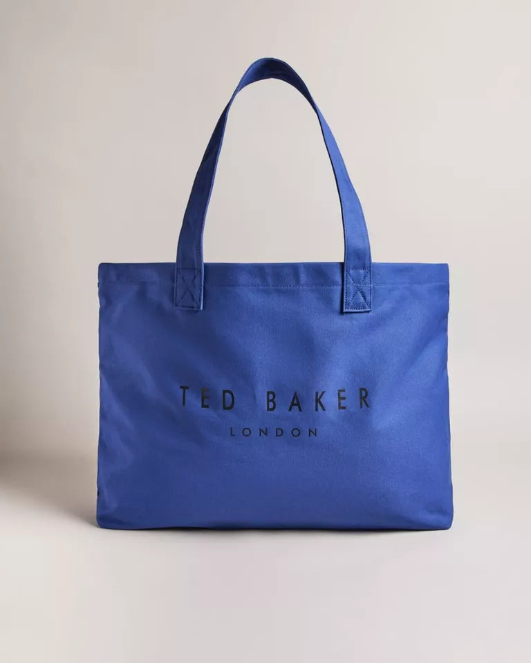 Ted Baker Lukkee Navy Blue Branded Logo Cotton Tote Bag Large