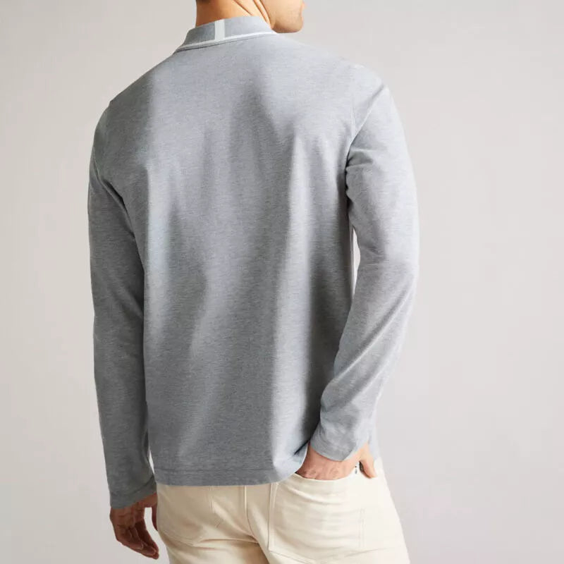 Ted Baker London Mens Fulhumm Cotton Grey Long Sleeved Polo Shirt