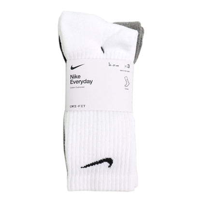 Nike Unisex Adults DRI FIT Black White Grey Everyday Cotton Crew 3 Pack Of Socks (Copy)