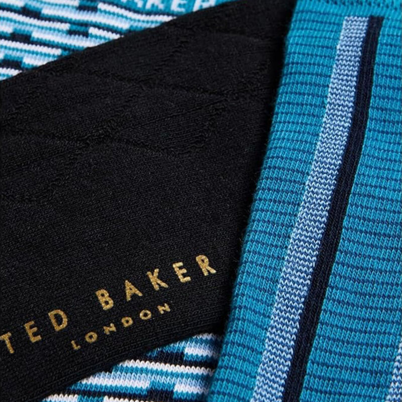 Ted Baker Gift Set Mens Socks London Focus Assorted Cotton 3 Pack Crew UK 7-11