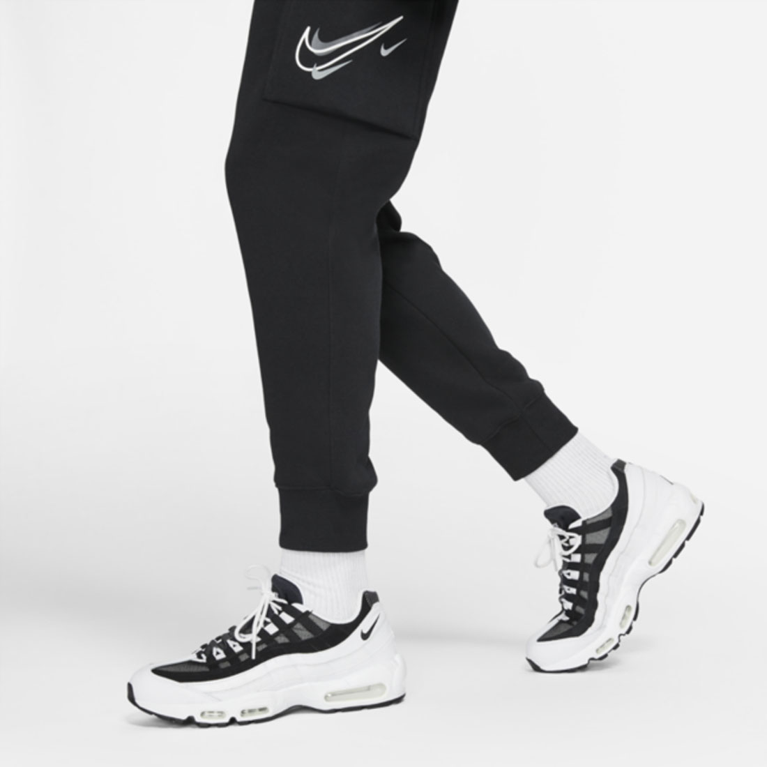 Nike Sportswear Multi Swoosh Black Mens Graphic Fleece Tracksuit ...