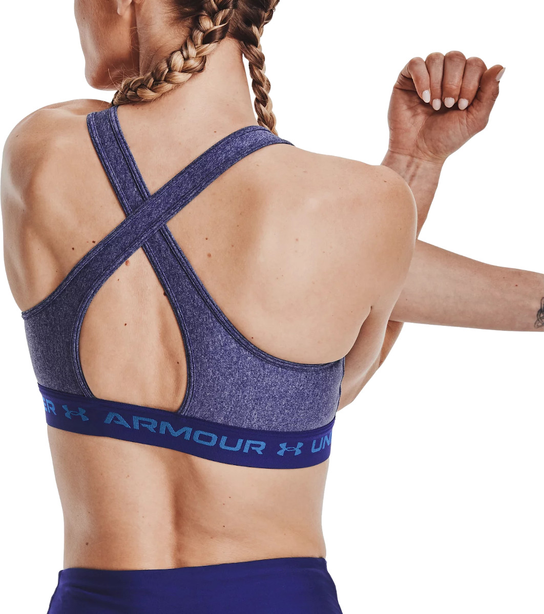 Under Armour Ladies Crossback Mid Heather Blue Sports Bra – Exclusive Sports